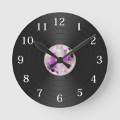 レトロディスコビニールウォールクロック ラウンド壁時計 (正面)