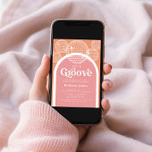 レトロディスコピンクとオレンジのグルービーベイビーシャワー 招待状