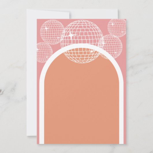 レトロディスコピンクオレンジドレスゲームカードを推測 招待状 (裏面)