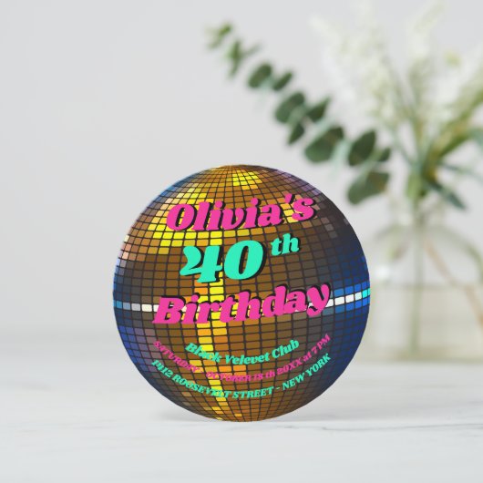 レトロディスコブリス:パーソナライズされた誕生日 招待状 (スタンド正面)