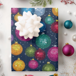 レトロディスコボールクリスマス ラッピングペーパーシート