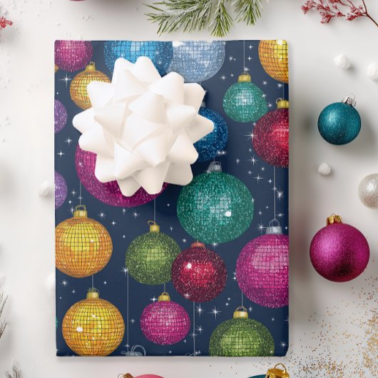 レトロディスコボールクリスマス ラッピングペーパーシート