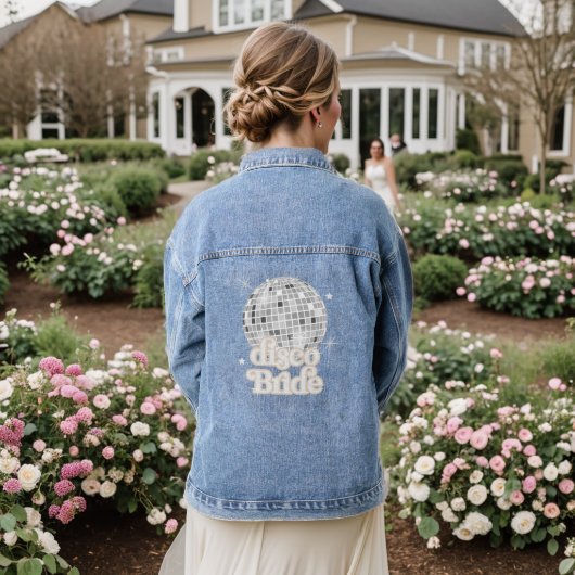 レトロディスコボールグルービーチームブライド デニムジャケット (ウェディング裏面)