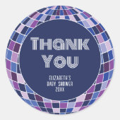 レトロディスコボールグルーヴィ70sベビーシャワーありがとう ラウンドシール (正面)