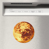 レトロディスコボールスパークルグリッター金ゴールド誕生日 マグネット (インサイチュ (食洗機))