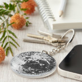 レトロディスコボールスパークルグリッター銀誕生日 キーホルダー (正面右)