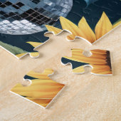 レトロディスコボールヒマワリとヒッピーのバグカー ジグソーパズル (側面)