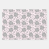 レトロディスコボールピンク&ブラックミュージカル包装 ラッピングペーパーシート (正面)