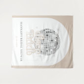 レトロディスコボールブライダルシャワーアーチ背景 タペストリー (正面(横))