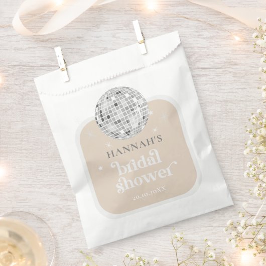 レトロディスコボールブライダルシャワー フェイバーバッグ (クリップ留めされた状態)