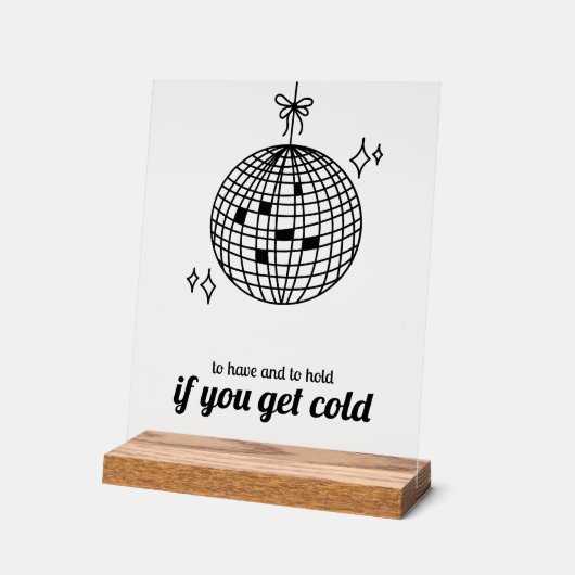 レトロディスコボールブランケット結婚の好意 アクリルサイン (傾斜)