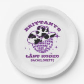 レトロディスコボール女性のカーボーイハットバチェロレッテ ペーパープレート (正面)