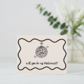 レトロディスコボール手書きブライズメイド提案 インビテーションポストカード (スタンド正面)