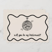 レトロディスコボール手書きブライズメイド提案 招待状 (正面/裏面)