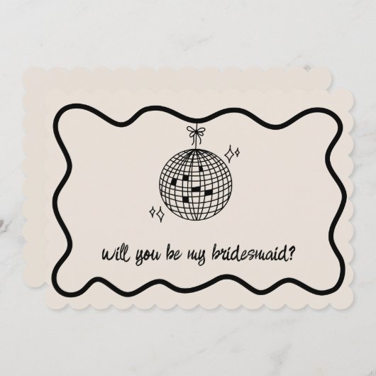 レトロディスコボール手書きブライズメイド提案 招待状 (正面/裏面)