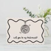 レトロディスコボール手書きブライズメイド提案 招待状 (スタンド正面)