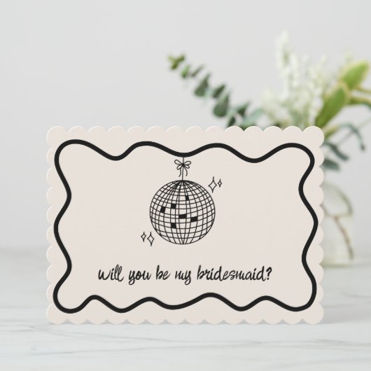 レトロディスコボール手書きブライズメイド提案 招待状 (スタンド正面)