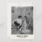 レトロディスコボール白黒日付の結婚保存 招待状 (裏面)