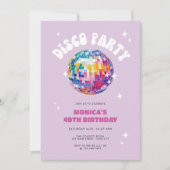 レトロディスコボール誕生日招待状 招待状 (正面)