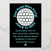 レトロディスコボール 個人名入れ シルバー 箔招待状 (正面)