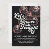 レトロディスコボール 70年代グルービーパーティー招待状 招待状 (正面)