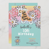 レトロディスコローラスケートで滑るパーティー 招待状 (正面/裏面)