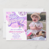 レトロディスコローラスケート2グルーヴィー2歳の誕生日 招待状 (正面)