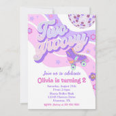 レトロディスコローラスケート2グルーヴィー2歳の誕生日 招待状 (正面)