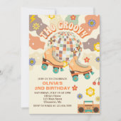 レトロディスコローラスケート2グルーヴィー2歳の誕生日 招待状 (正面)