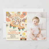 レトロディスコローラスケート2グルーヴィー2歳の誕生日 招待状 (正面)