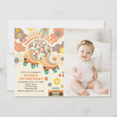 レトロディスコローラスケートGroovy One 1歳 招待状 (正面)