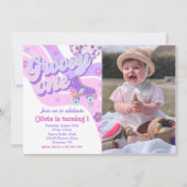 レトロディスコローラスケートGroovy One 1歳 招待状 (正面)