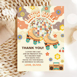 レトロディスコローラースケートレッズ転が誕生日 サンキューカード