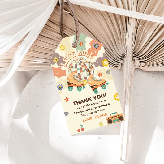 レトロディスコローラースケート1st誕生日 ギフトタグ