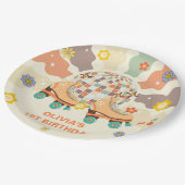 レトロディスコローラースケート1st誕生日 ペーパープレート (アングル)