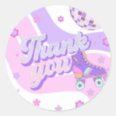 レトロディスコローラースケート1st誕生日 ラウンドシール (正面)