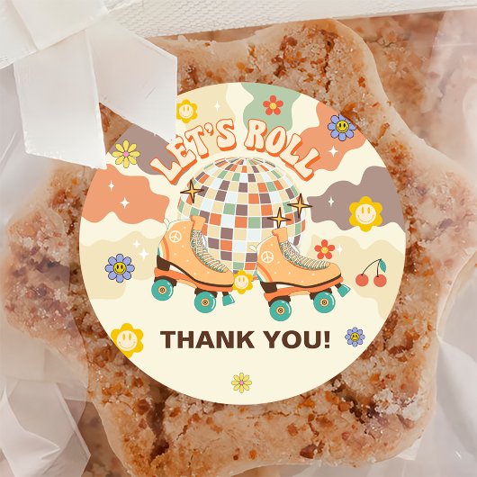 レトロディスコローラースケート1st誕生日 ラウンドシール