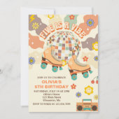 レトロディスコローラースケート5誕生日 招待状 (正面)