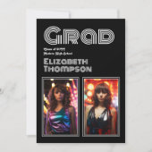 レトロディスコ卒業パーティーの写真 招待状 (正面)