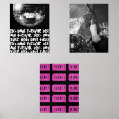 レトロディスコ日ディスコボールブラック&ホワイトピンク (正面)