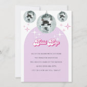 レトロディスコ溝ビンゴブライダルシャワーゲームカード 招待状 (正面)