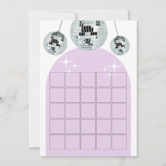レトロディスコ溝ビンゴブライダルシャワーゲームカード 招待状 (裏面)