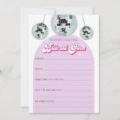 レトロディスコ溝希望ブライダルシャワーゲームカード 招待状 (正面)