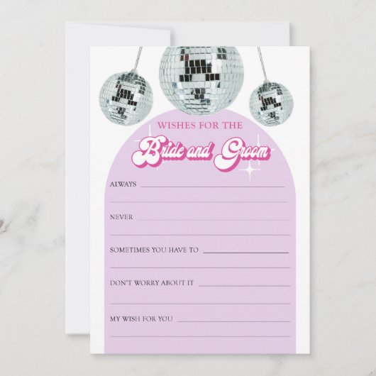 レトロディスコ溝希望ブライダルシャワーゲームカード 招待状 (正面)