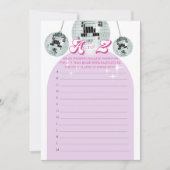 レトロディスコ溝AからZへのブライダルシャワーゲームカード 招待状 (正面)