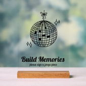 レトロディスコ結婚ボールBuild Memories's Jenga アクリルサイン (ニュートラル)