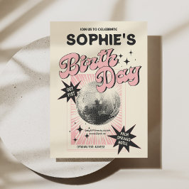 レトロディスコ誕生日 招待状