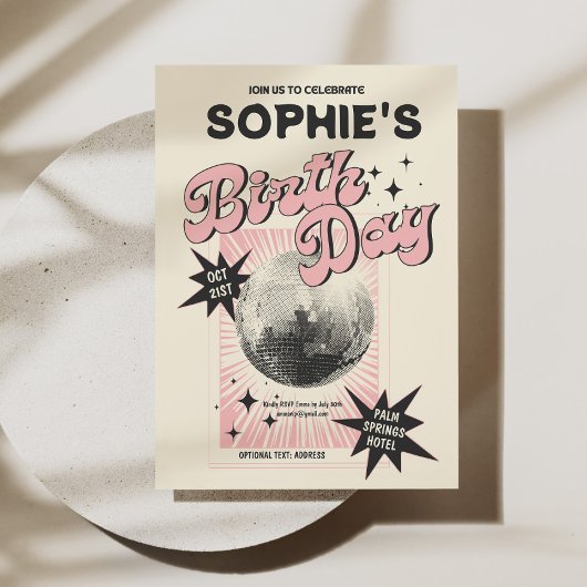 レトロディスコ誕生日 招待状