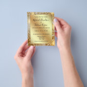 レトロディスコ金ゴールド金属結婚式招待状フライヤー チラシ (手)