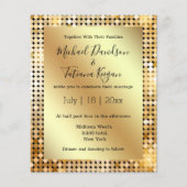 レトロディスコ金ゴールド金属結婚式招待状フライヤー チラシ (正面)